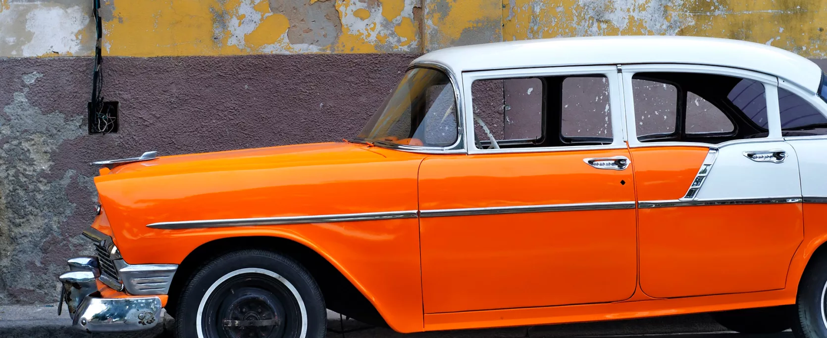 Detail Of Vintage Classic American Car On The Streets Of Old Havana