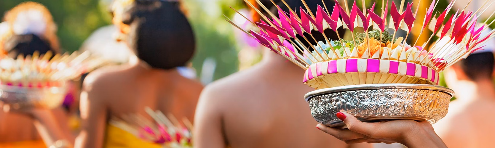 Balinese Women With Religious Offering