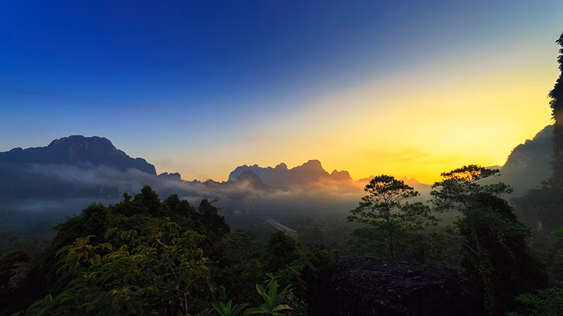 A A Sunrise Over Khao Sok National Park Thailand By Elephant Hills Thailand